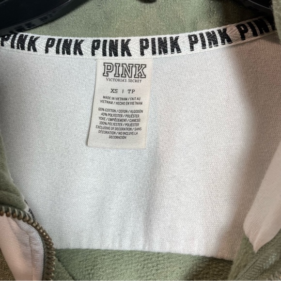Victoria’s Secret Pink Sweatshirt Quarter Zip Pullover Hibiscus Graphic Logo XS - Picture 4 of 8